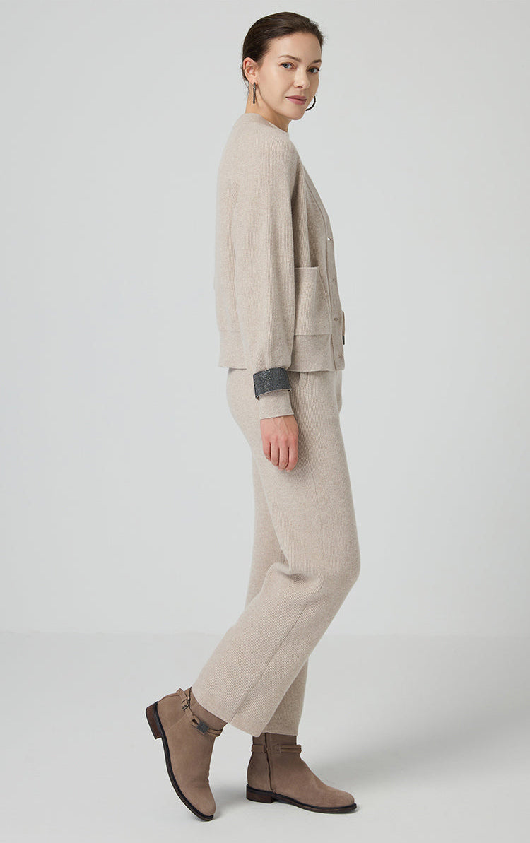 Merino Yünü Örgü Ribana Paçalı Pantolon