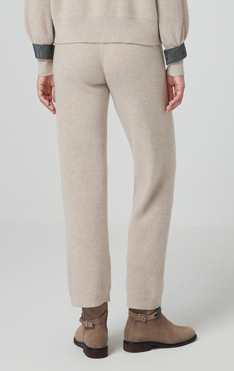 Merino Yünü Örgü Ribana Paçalı Pantolon
