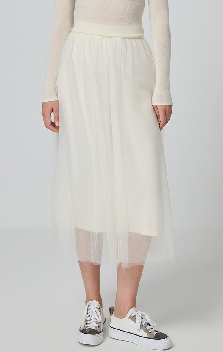 Saf Kaşmir Katmanlı Tül Etek