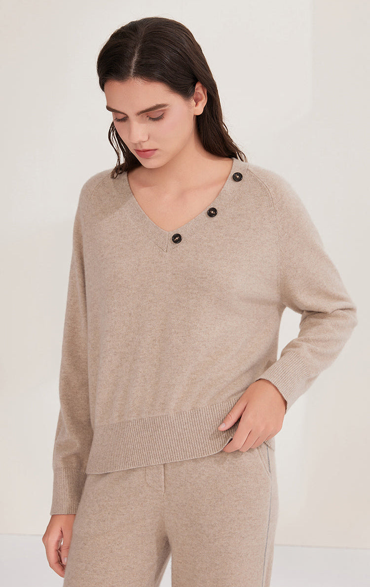 Saf Kaşmir İnce Dokulu Atkı Yaka Kazak