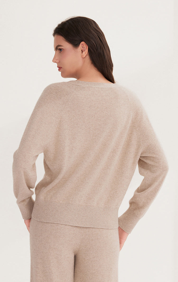 Saf Kaşmir İnce Dokulu Atkı Yaka Kazak