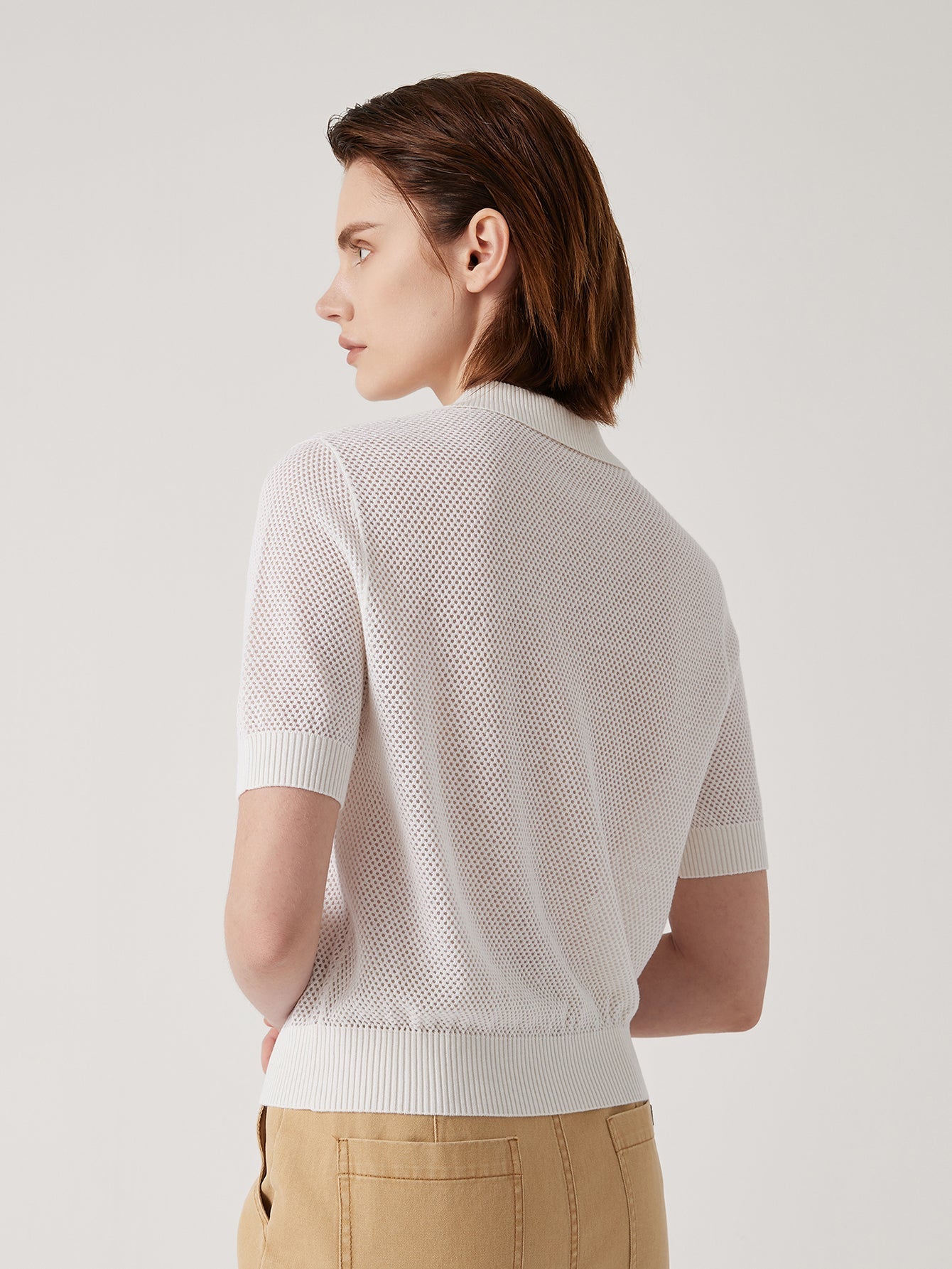 Keten & İpek Polo Örgü Tişört