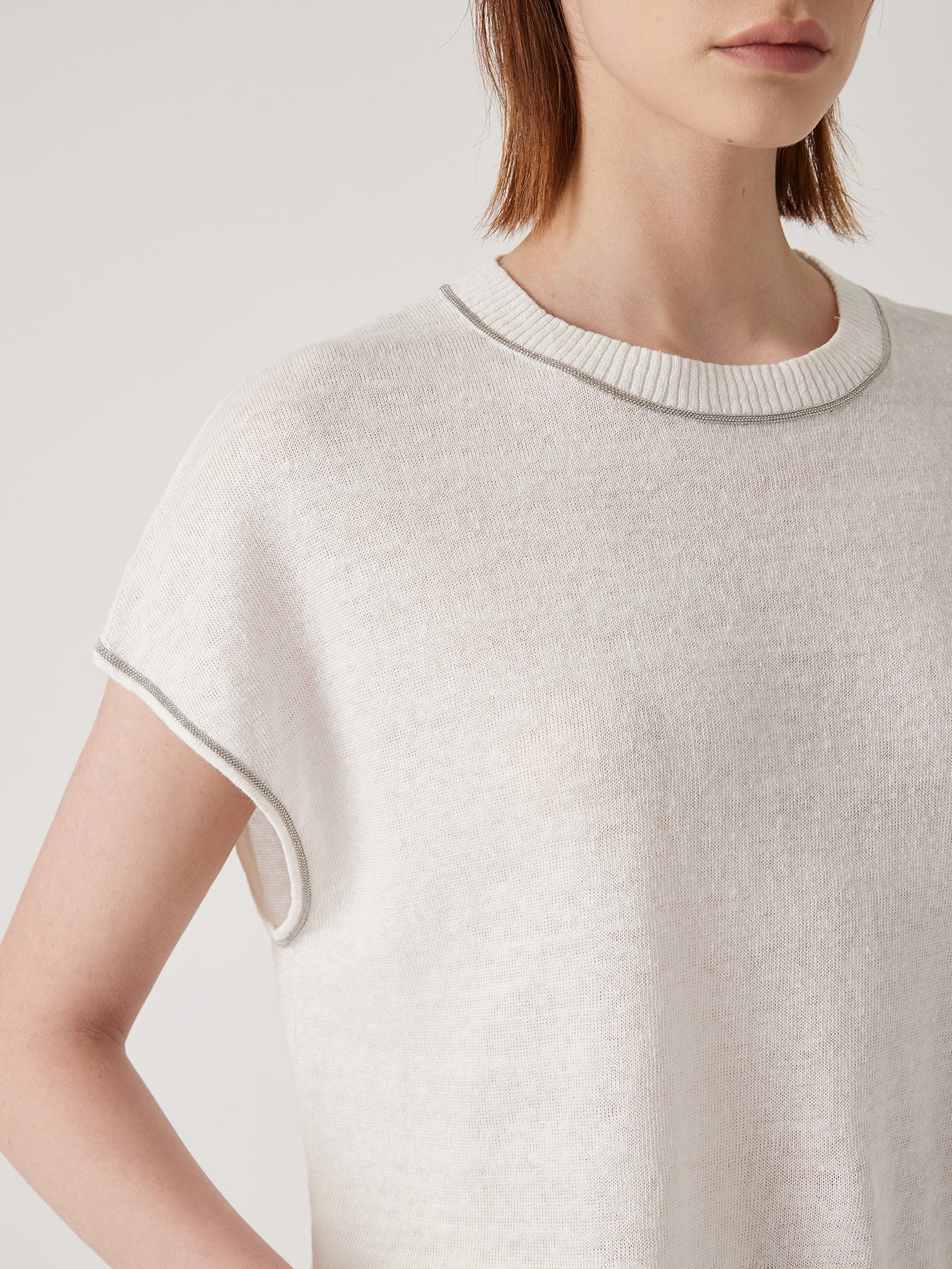 Keten & İpek Bisiklet Yaka Bluz