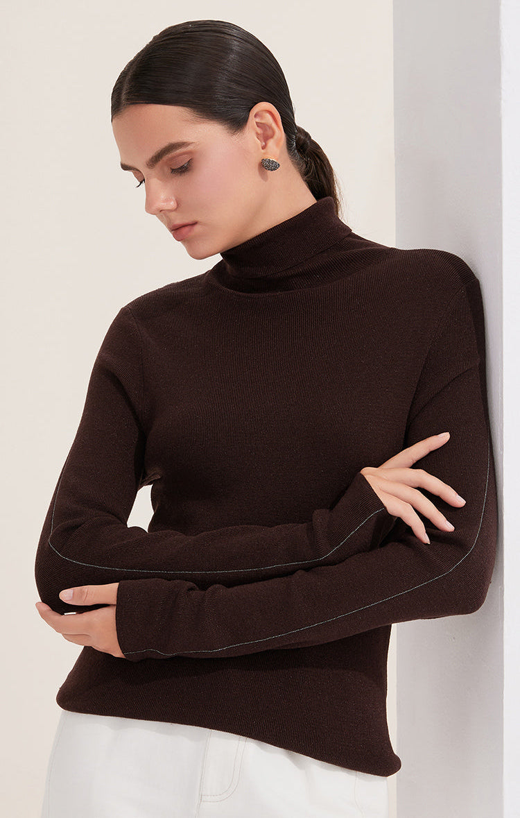 Yün Balıkçı Yaka Düğmeli Kazak