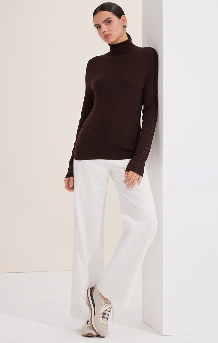 Yün Balıkçı Yaka Düğmeli Kazak