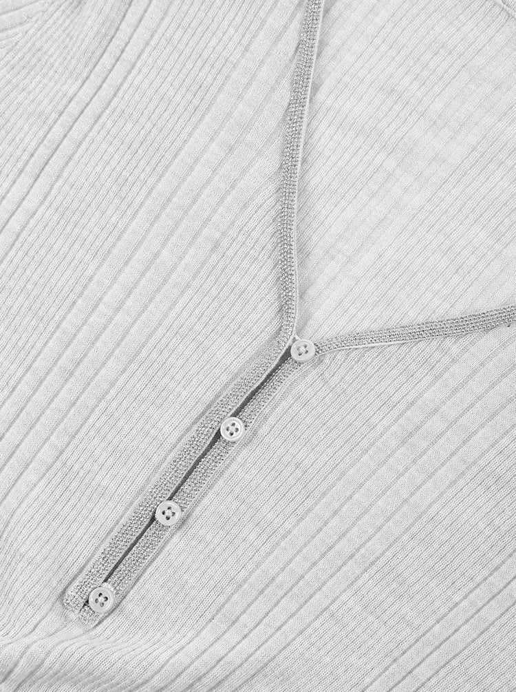 Yün V Yaka Düğmeli Triko