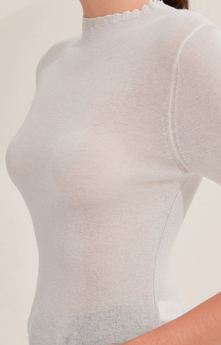 Yün Yarım Kollu Hafif Örgü Bluz