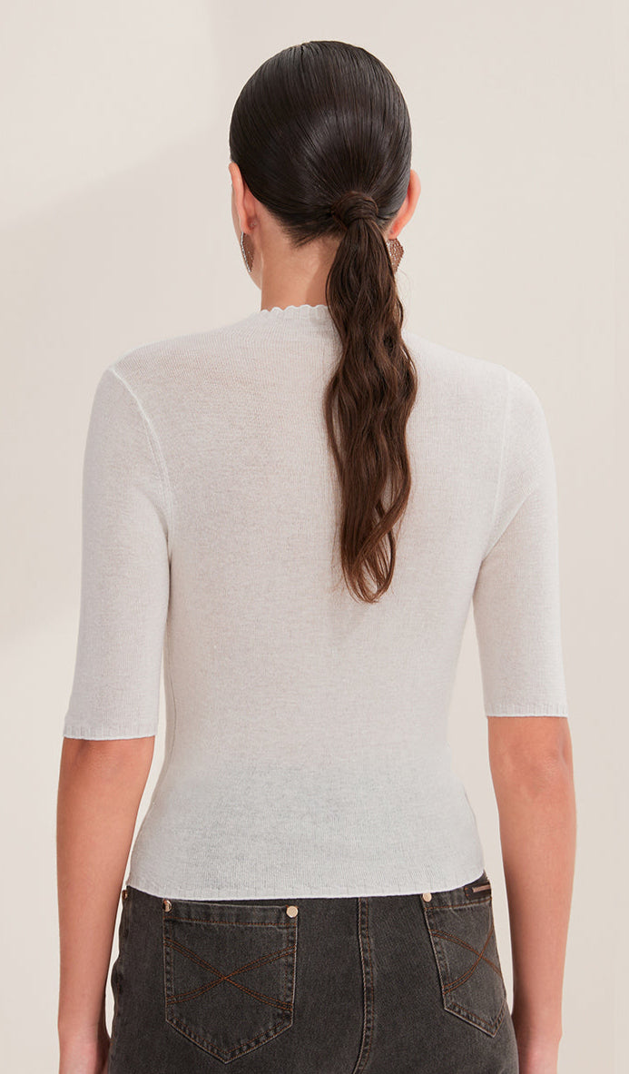 Yün Yarım Kollu Hafif Örgü Bluz