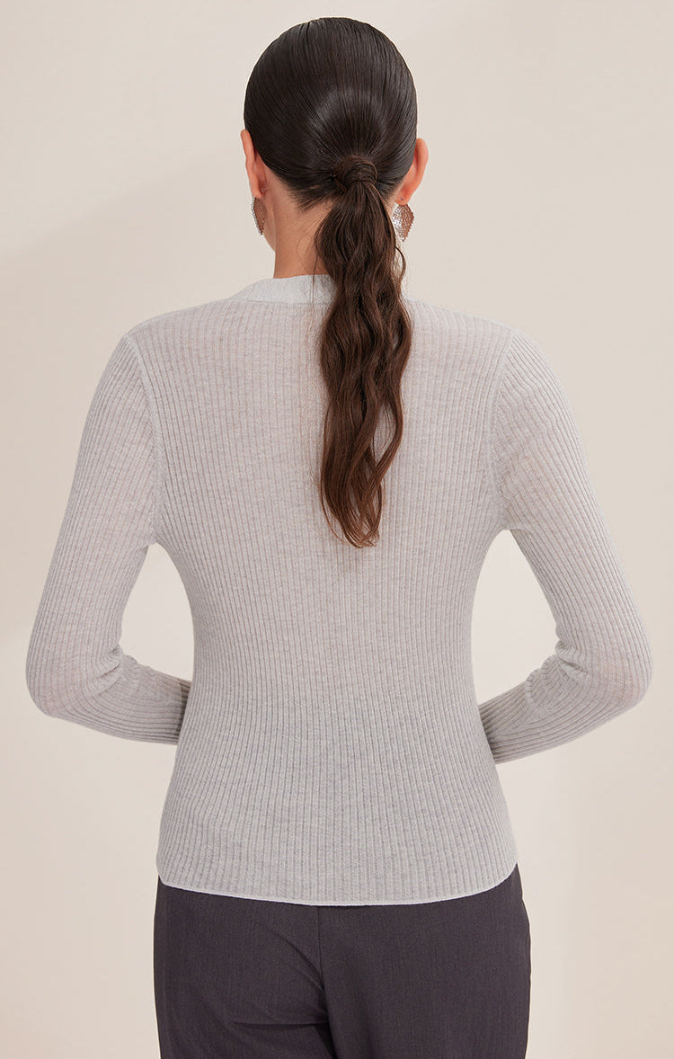 Yün Derin V Yaka Düğmeli Kazak