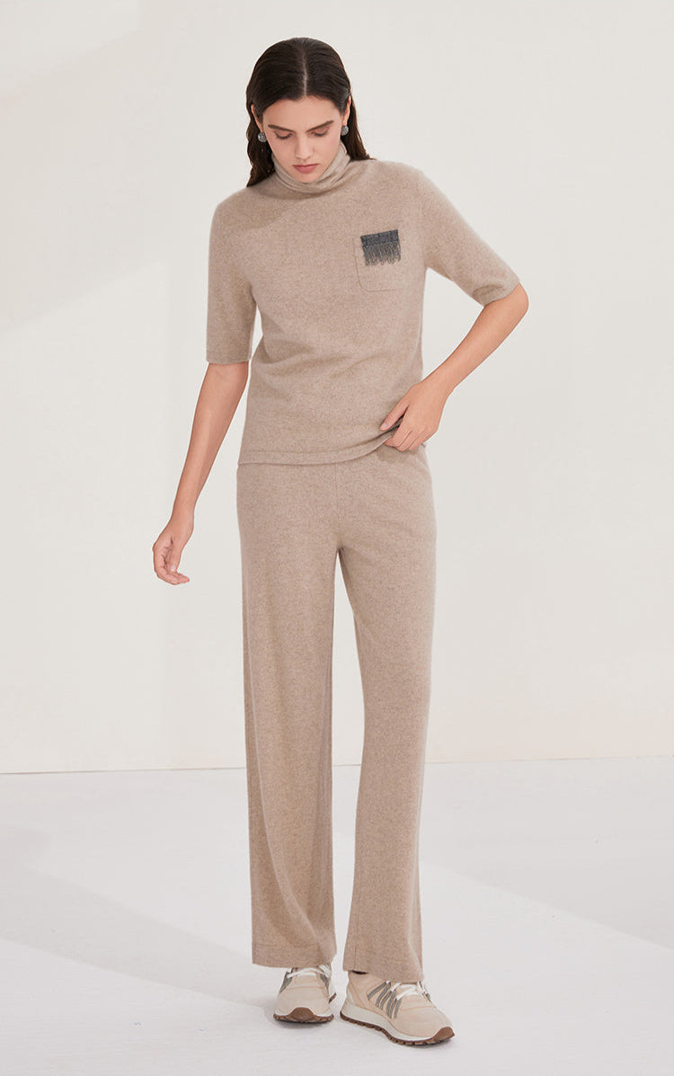 Saf Kaşmir İnce Dokulu Yarım Boğazlı Kazak