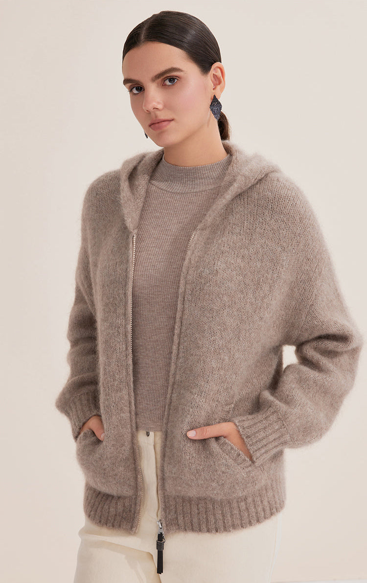 Saf Kaşmir Fermuarlı Hırka