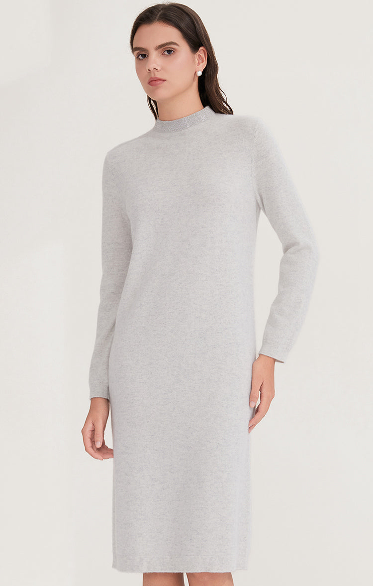 Saf Kaşmir Yüksek Yaka Elbise
