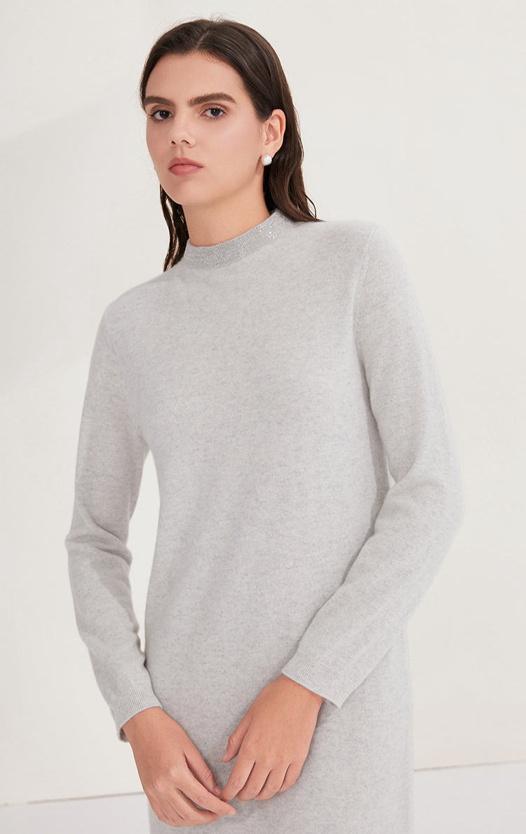 Saf Kaşmir Yüksek Yaka Elbise