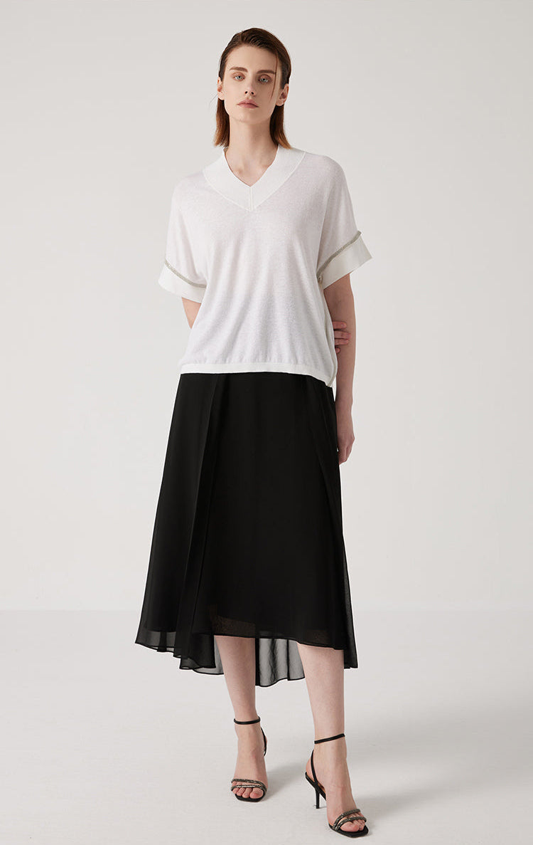 Keten & İpek Jakarlı Bluz