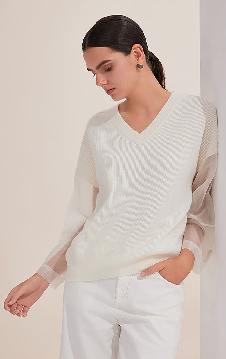 Merino Yünü V Yaka Kazak