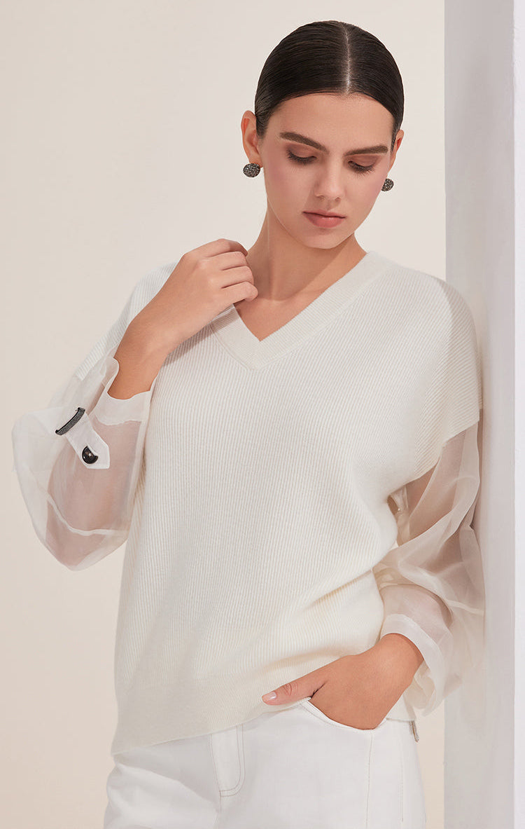 Merino Yünü V Yaka Kazak