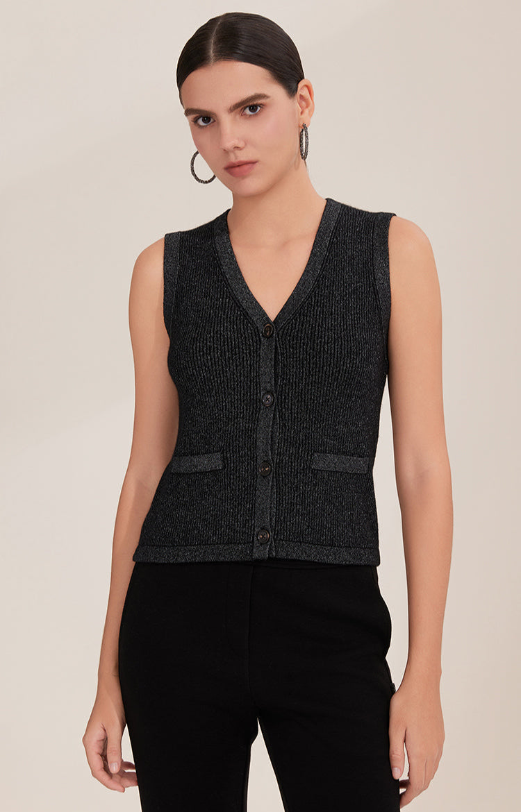 Saf Kaşmir Düğmeli Yelek