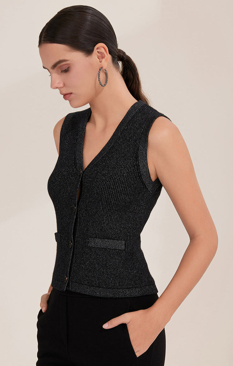 Saf Kaşmir Düğmeli Yelek