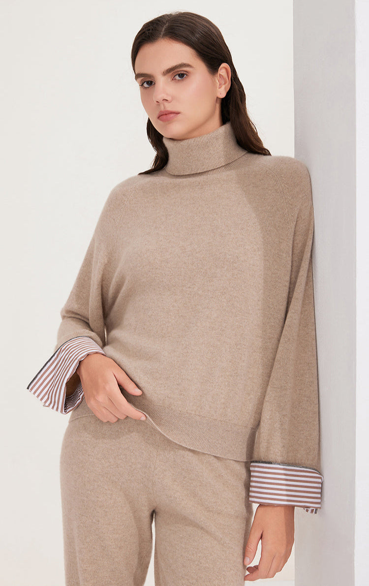 Saf Kaşmir Balıkçı Yaka Triko Kazak