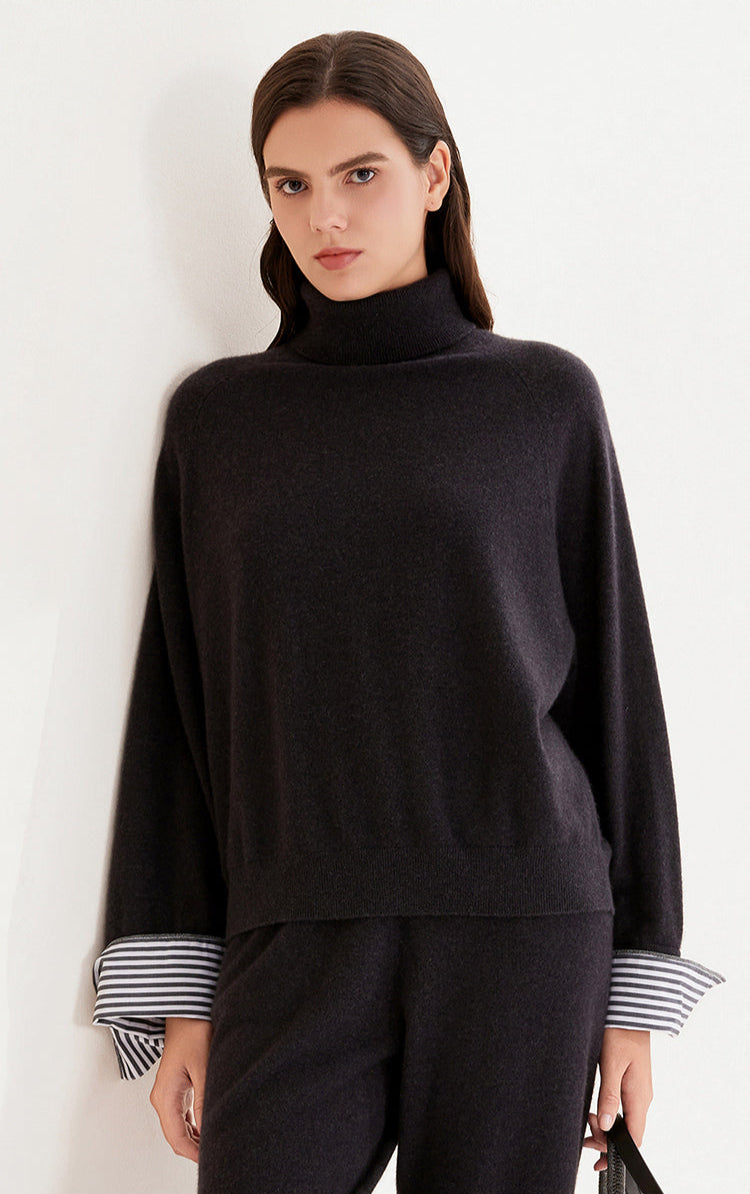 Saf Kaşmir Balıkçı Yaka Triko Kazak