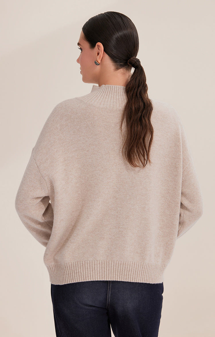 Merino Yünü Balıkçı Yaka Çift Taraflı Fermuarlı Kazak