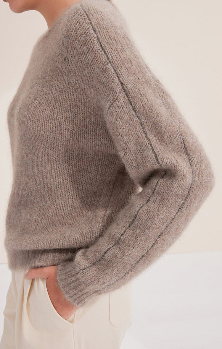 Saf Kaşmir  Mohair Bisiklet Yaka Kazak