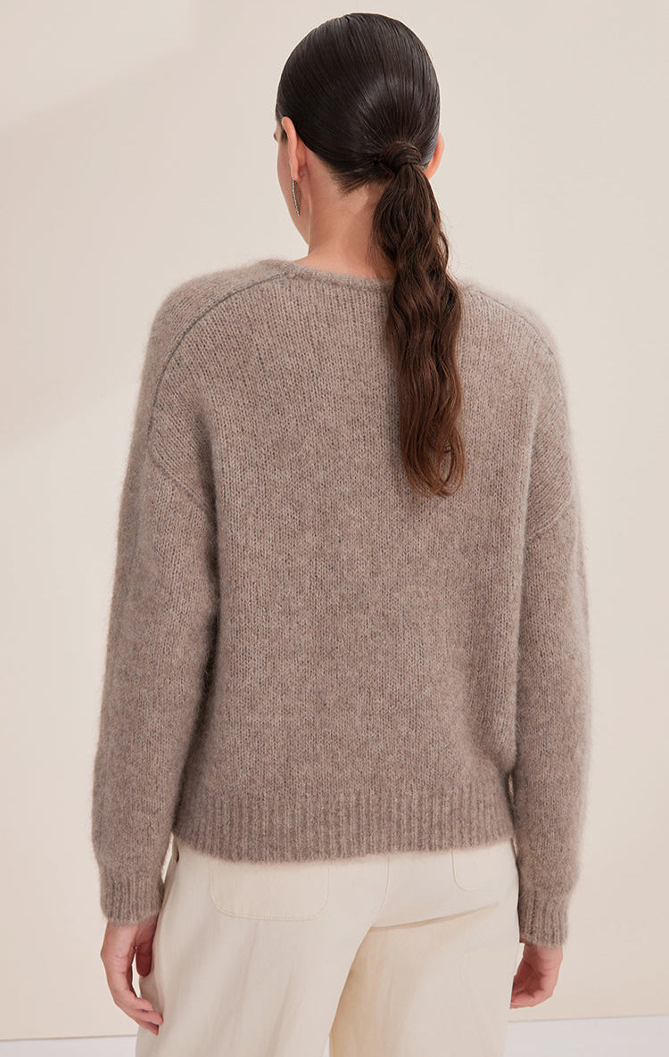 Saf Kaşmir  Mohair Bisiklet Yaka Kazak