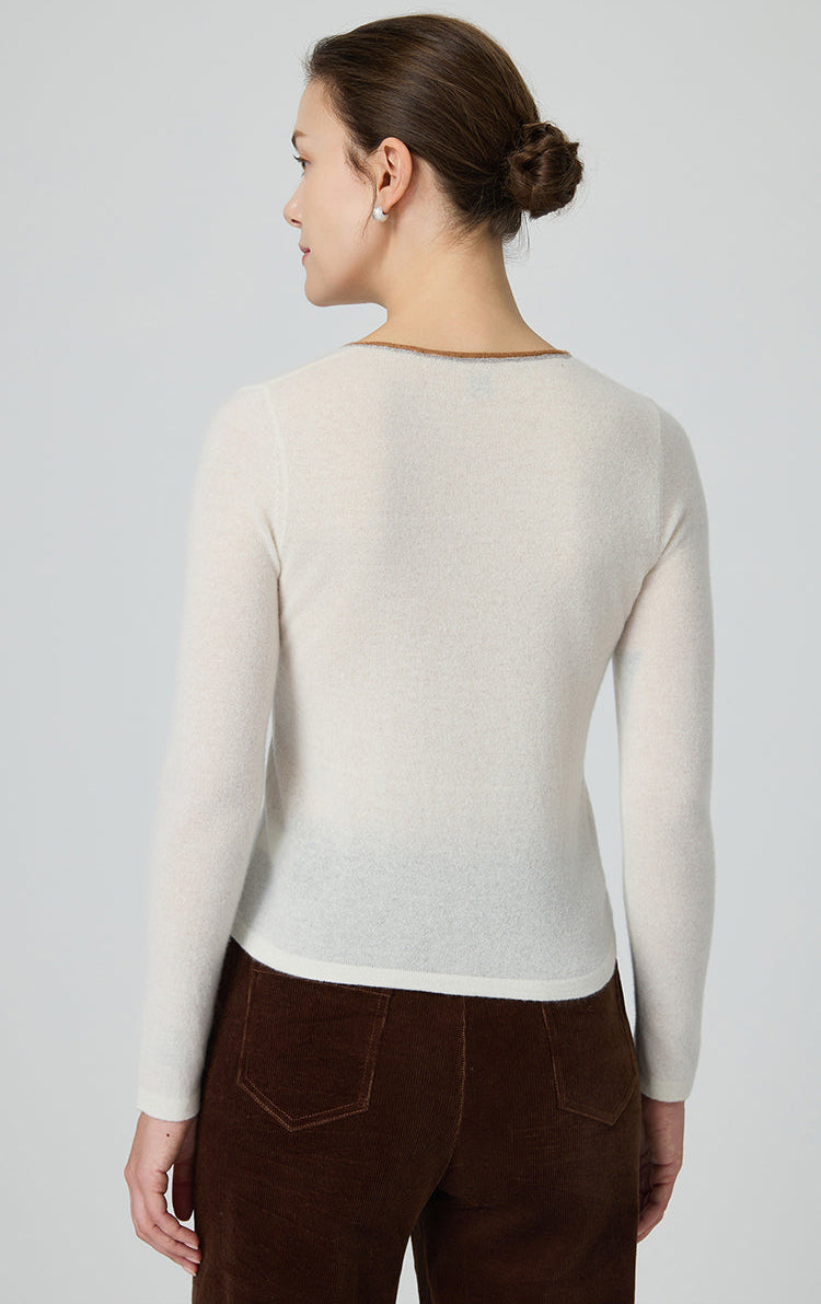 Saf  Kaşmir İnce Dokulu V Yaka Üst