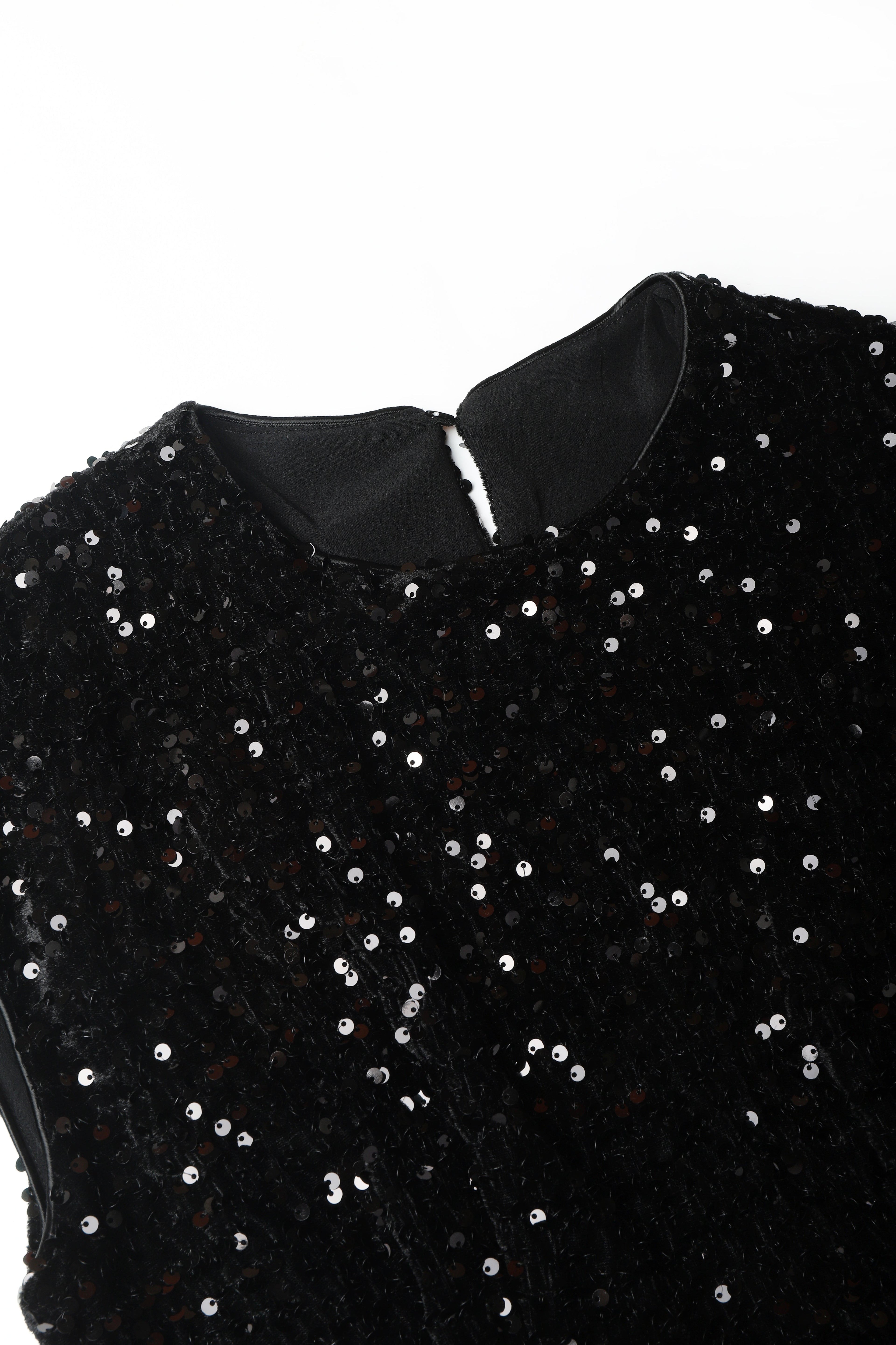 Kadife Payetli Şifon Elbise