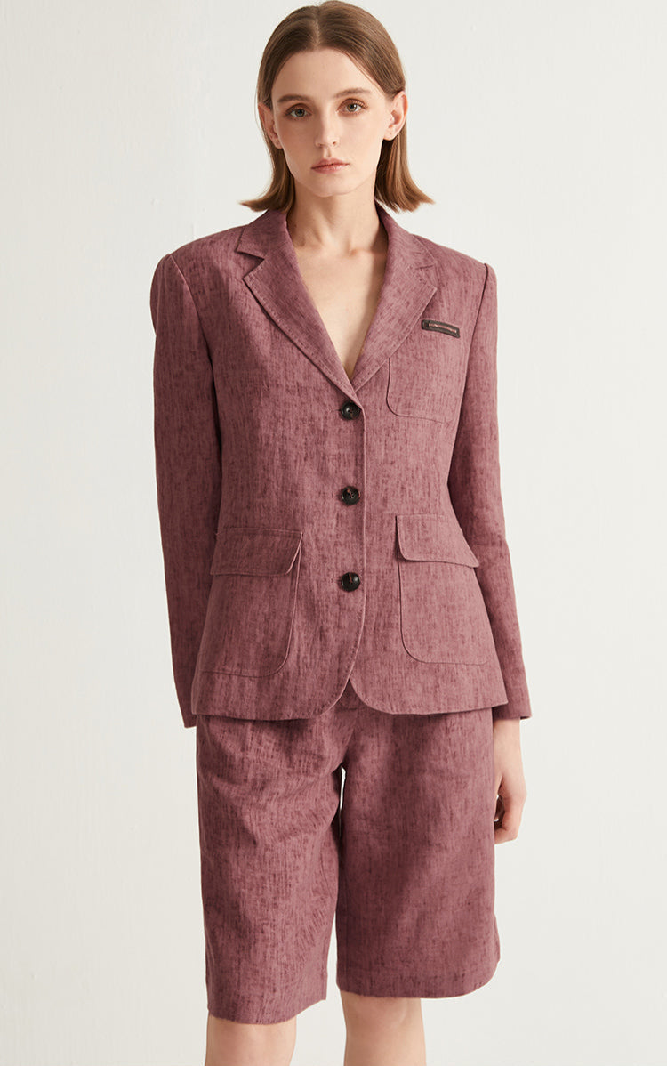 Keten Yüksek Bel Şort