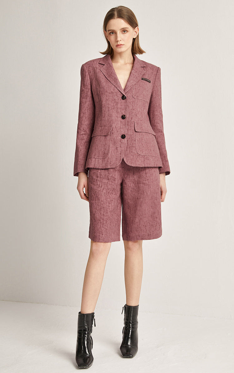 Keten Yüksek Bel Şort