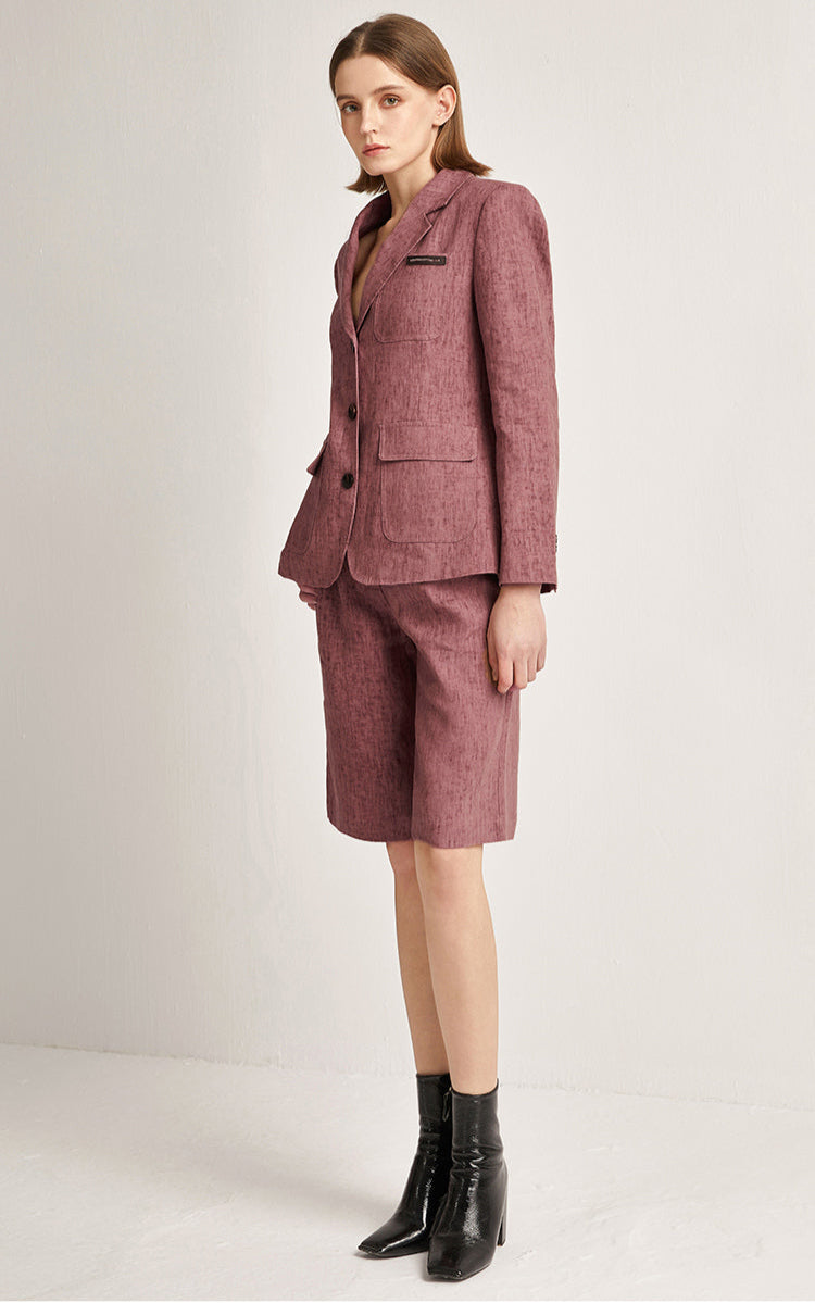 Keten Yüksek Bel Şort