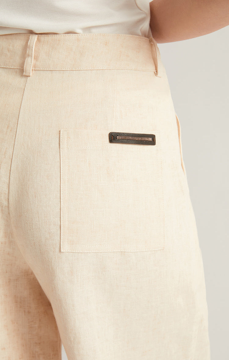Keten Yüksek Bel Şort