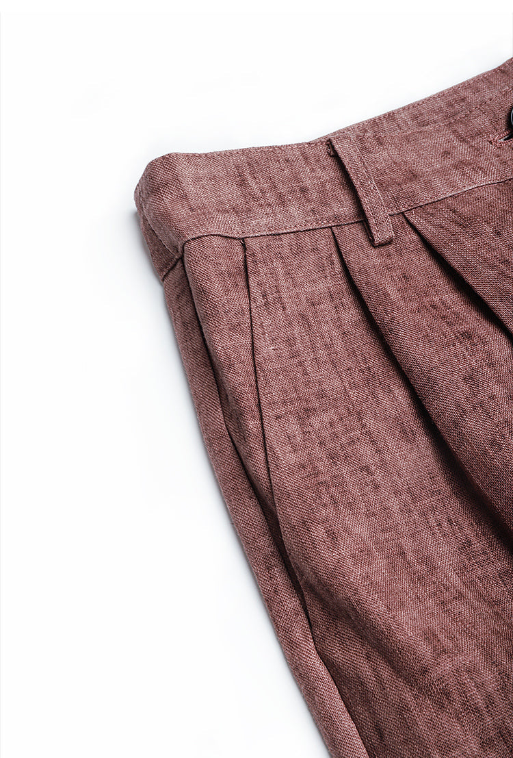 Keten Yüksek Bel Şort