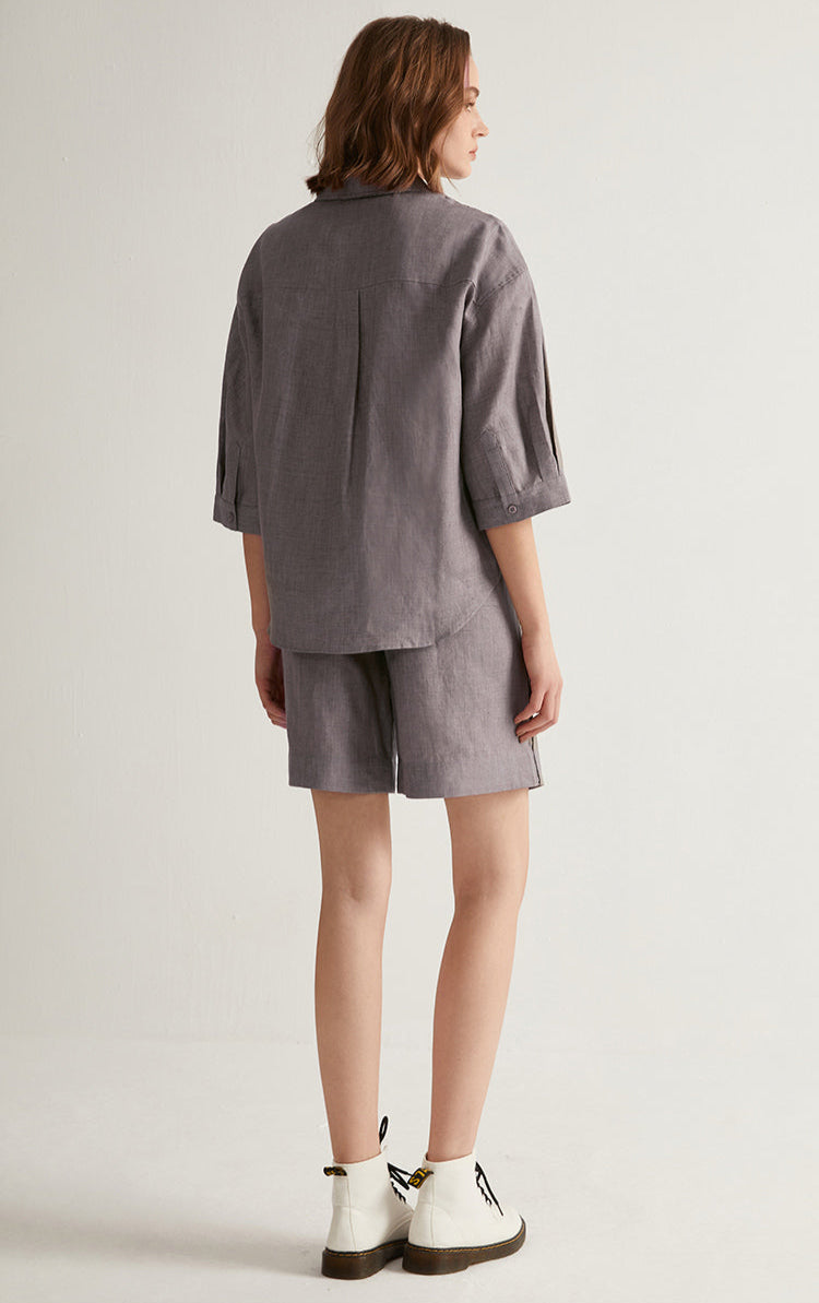 Keten Düz Kesim Şort