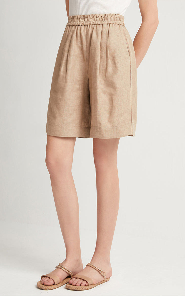 Keten Düz Kesim Şort