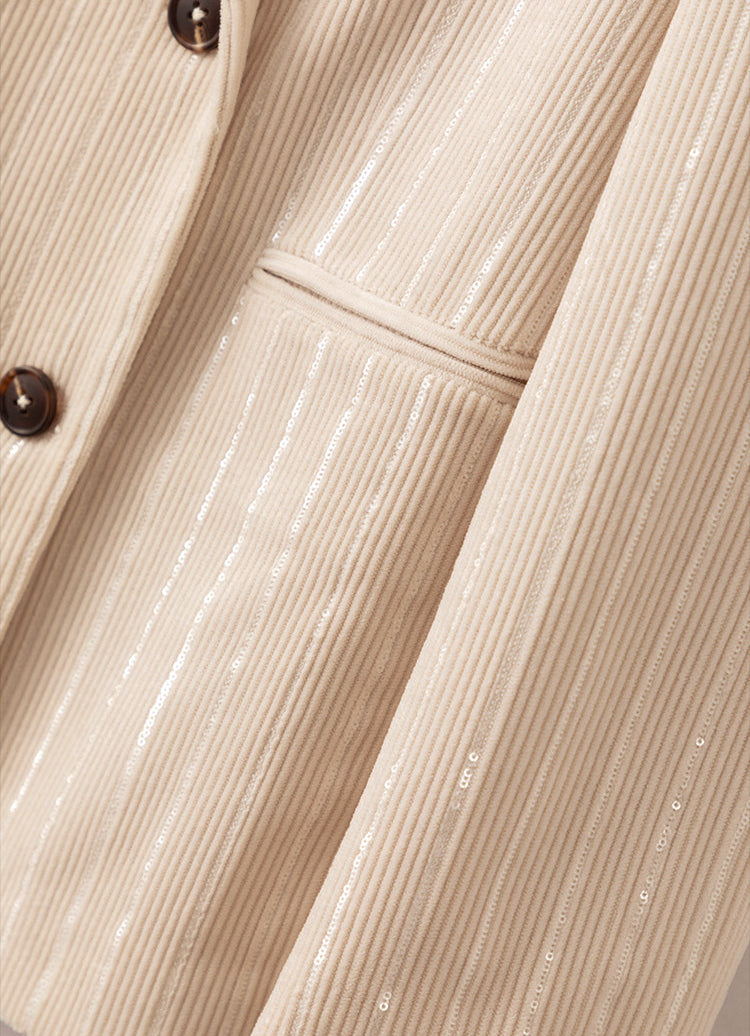 Kadife Simli Blazer Çift Düğmeli