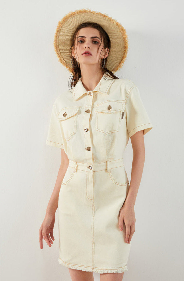 Pamuk Düğmeli Elbise