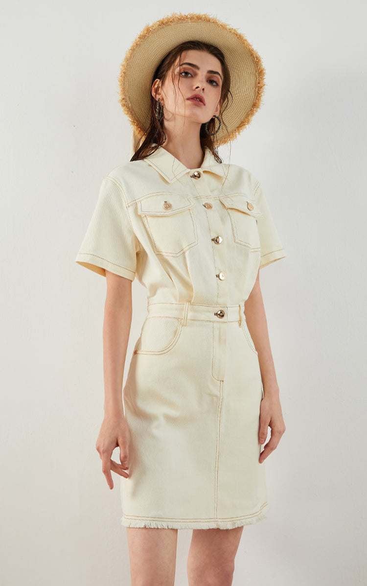 Pamuk Düğmeli Elbise