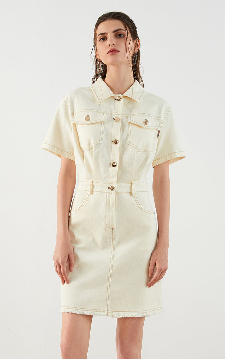 Pamuk Düğmeli Elbise