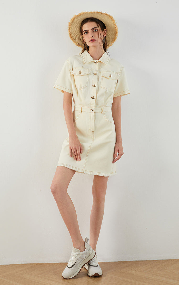 Pamuk Düğmeli Elbise