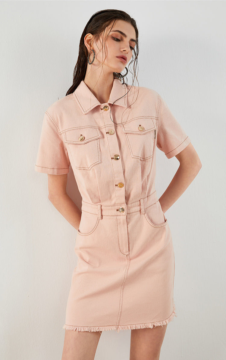 Pamuk Düğmeli Elbise