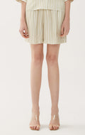 İpek Çizgili Yüksek Bel Şort