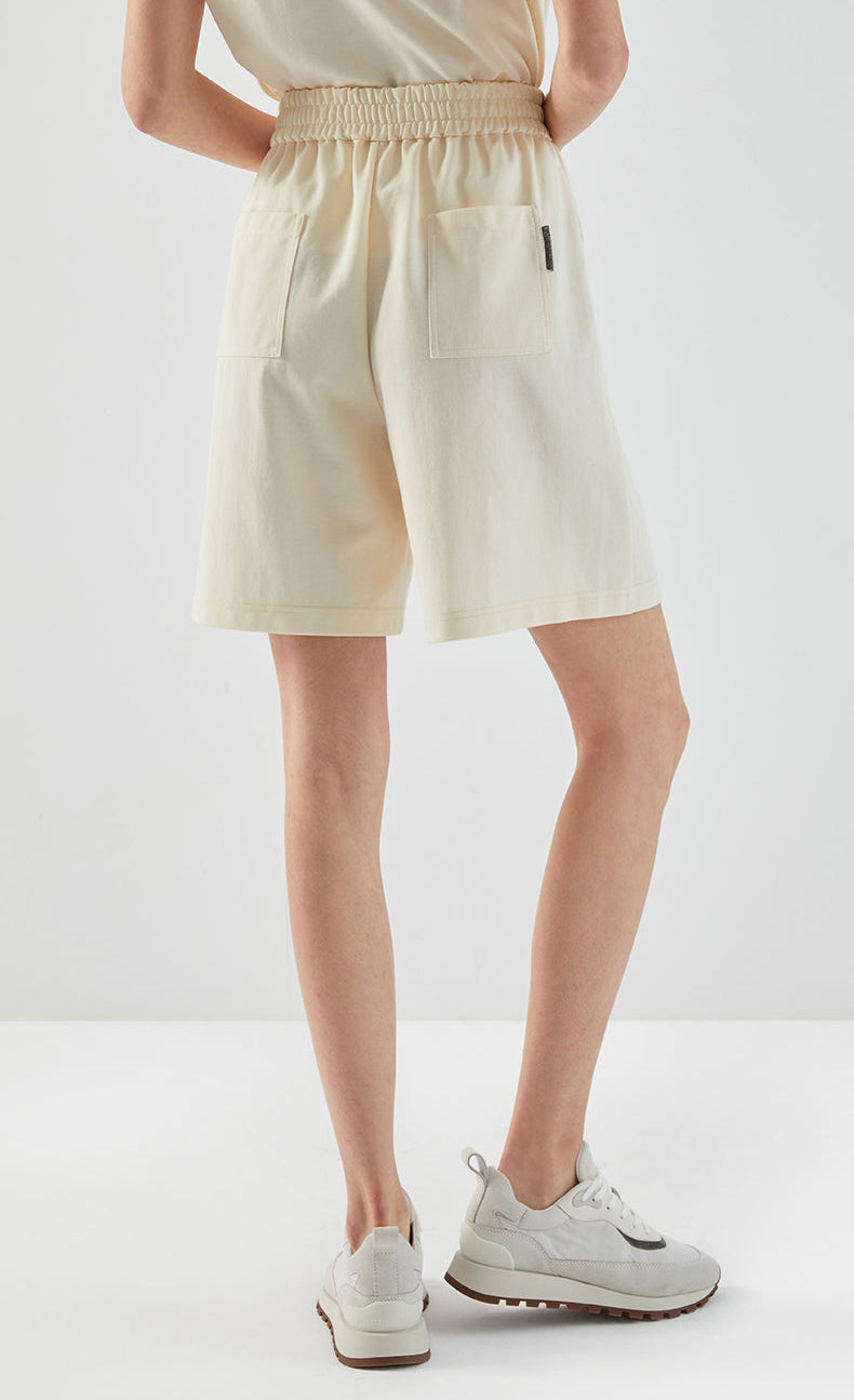 Pamuk Bağcıklı Lastikli Bel Şort