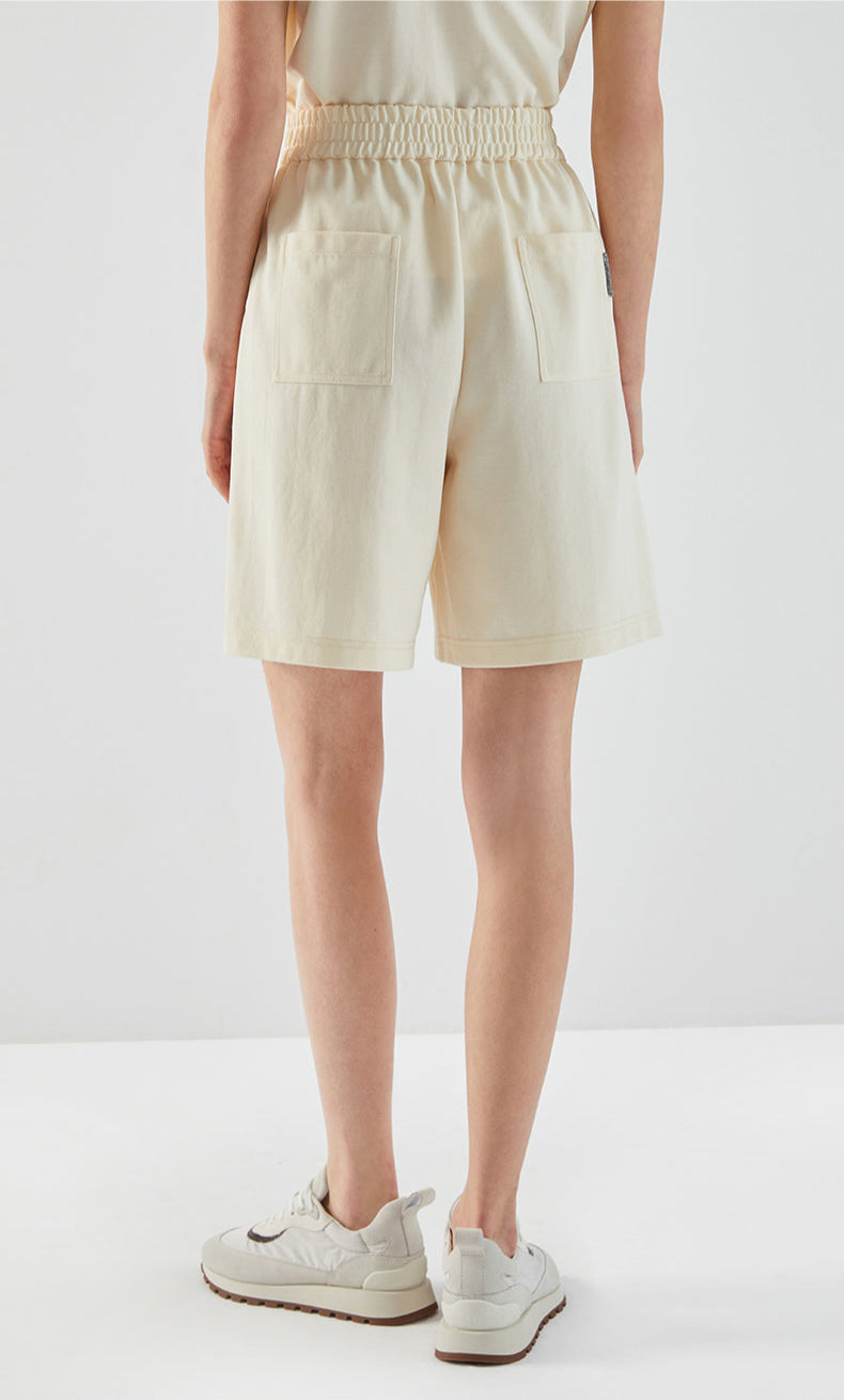 Pamuk Bağcıklı Lastikli Bel Şort