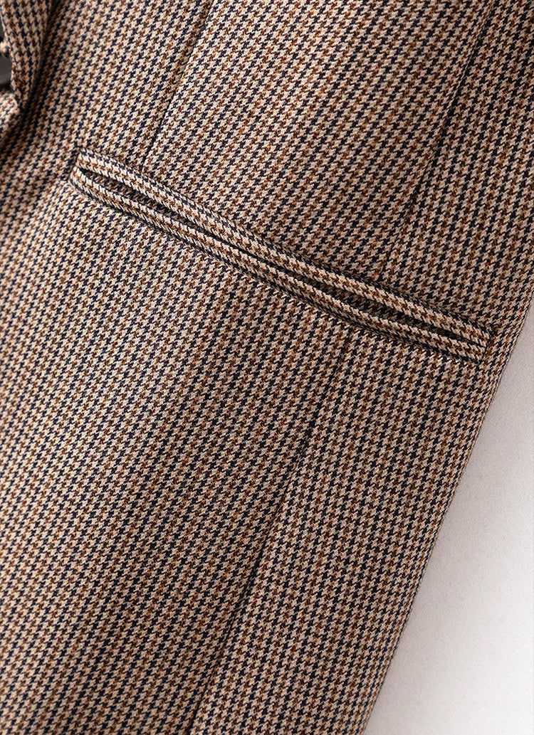 Yün Ekose Çift Düğmeli Blazer