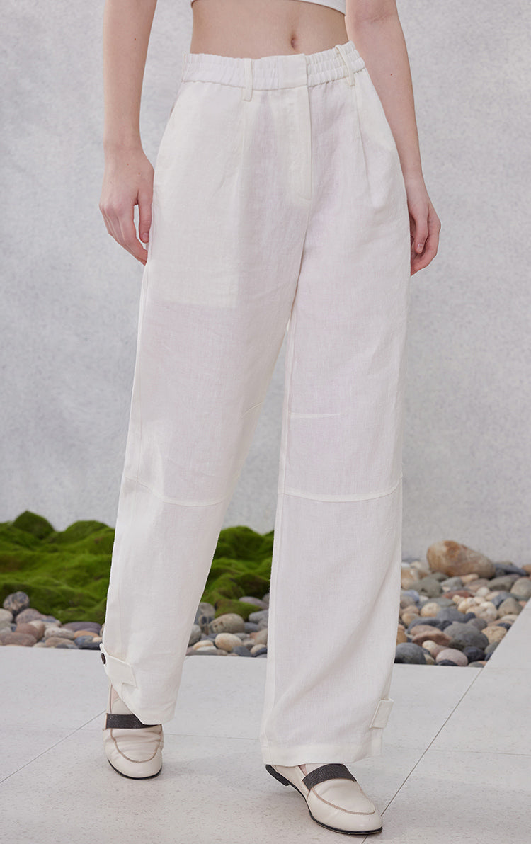 Keten Fransız Geniş Paça Pantolon