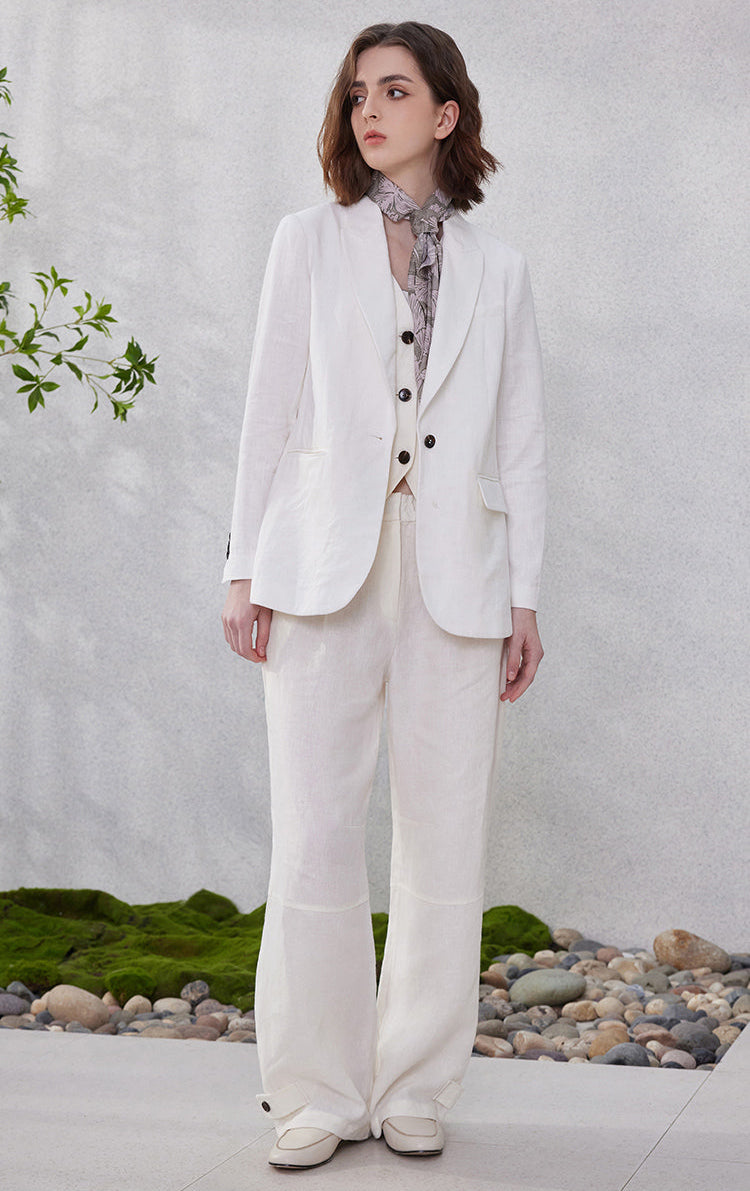 Keten Fransız Geniş Paça Pantolon