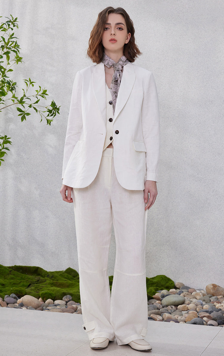 Keten Fransız Geniş Paça Pantolon