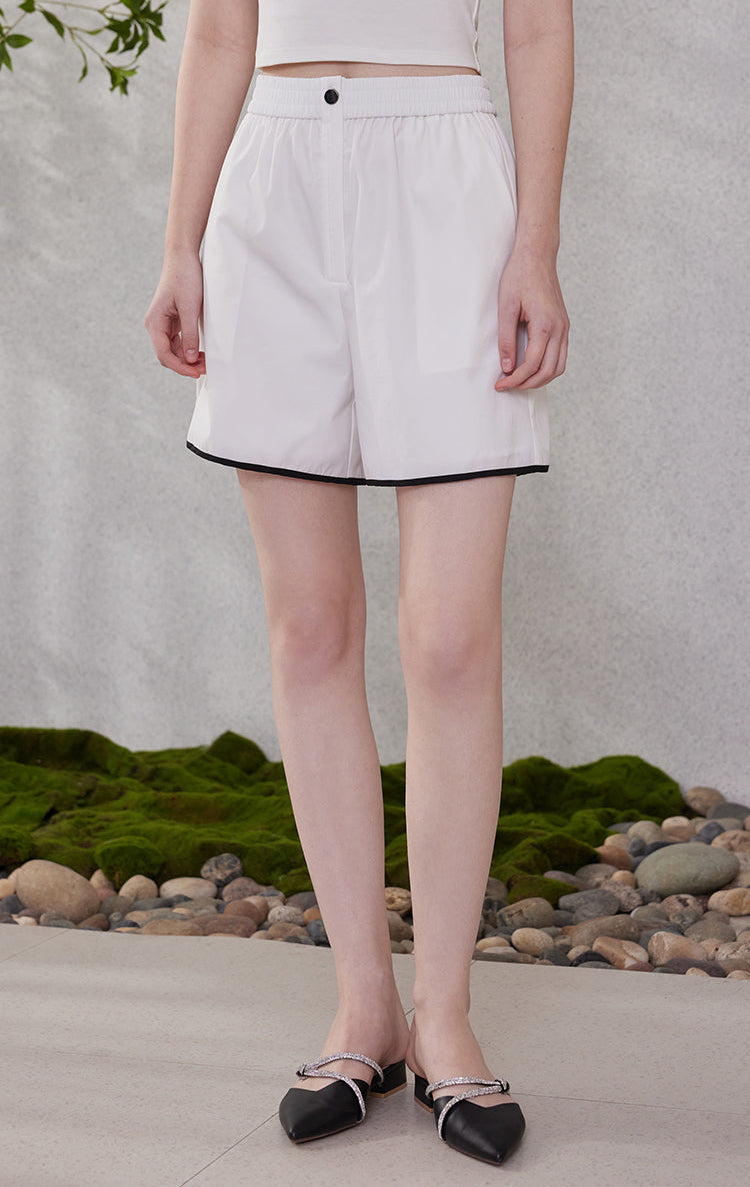 Doğal Tencel Kumaş Elastik Bel Şort